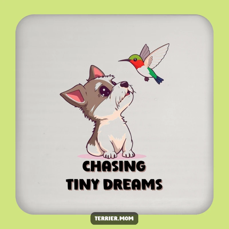 Funny Terrier Hummingbird Coaster Set: Protect Surfaces with Delightful Surprise