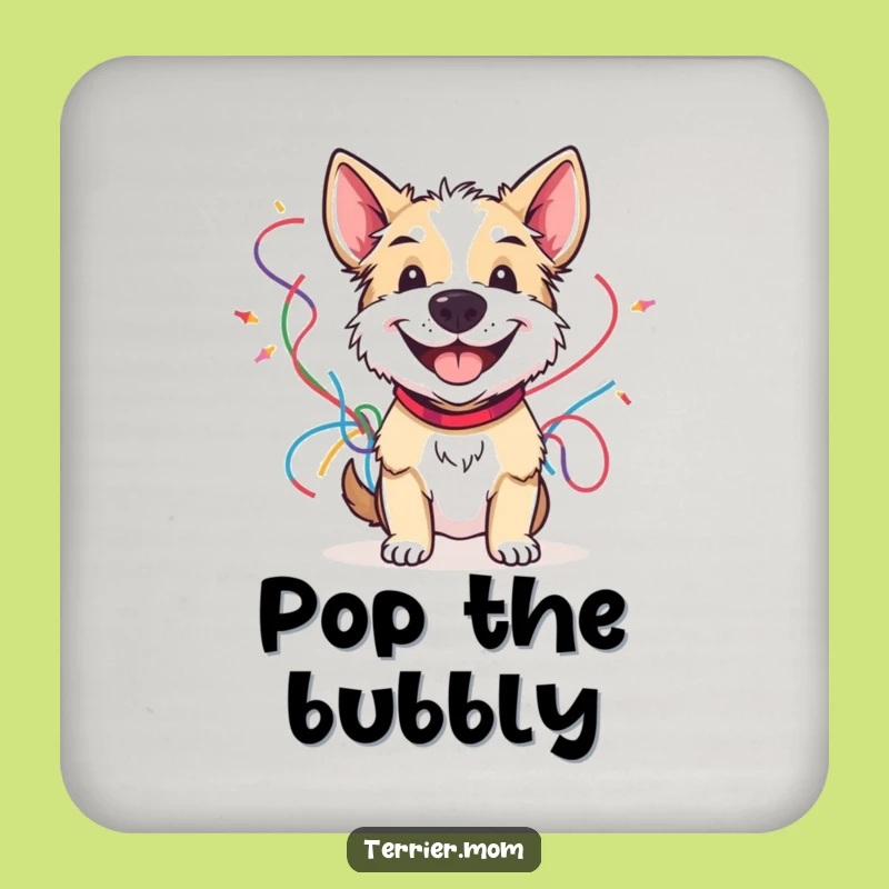 Funny Terrier Streamer Coaster Set: Protect Surfaces with Cheerful Party Flair