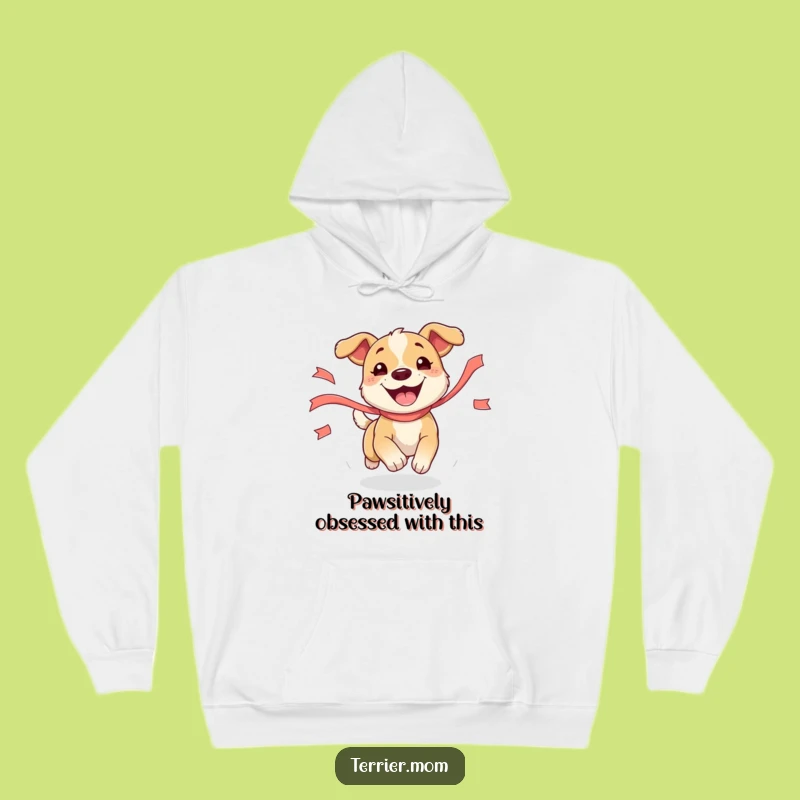 Funny Dog Hoodie: Cozy Comfort with a Pup Chasing a Ribbon, Funny Gift