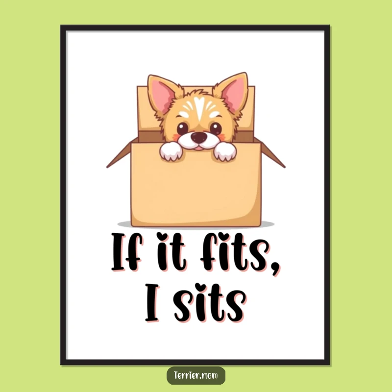 Free Printable Wall Art: Box Peeking Terrier - Funny Downloadable Dog Decor