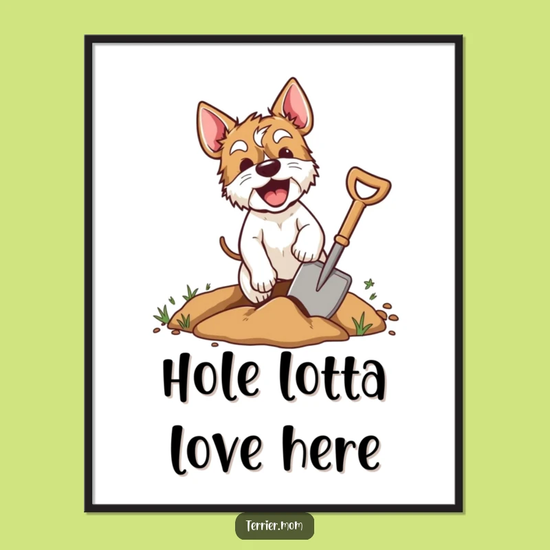 Free Printable Wall Art: Excited Terrier Digging Art!