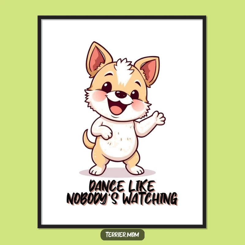 Free Printable Wall Art: Wiggle Dance Terrier - Funny Downloadable Dog Decor
