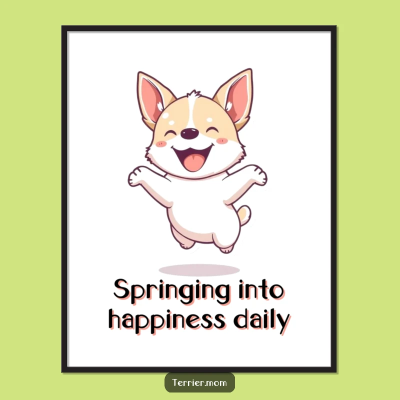 Free Printable Wall Art: Energetic Jumping Dog, Funny Dog Downloadable Art
