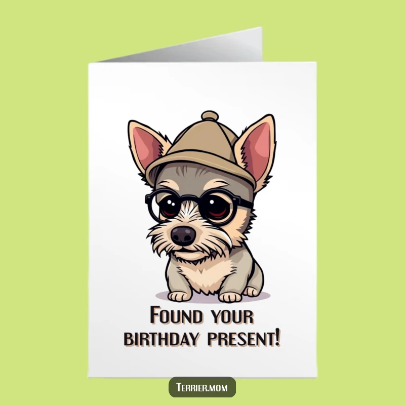 Free Printable Birthday Card: Detective Terrier Investigates Fun!
