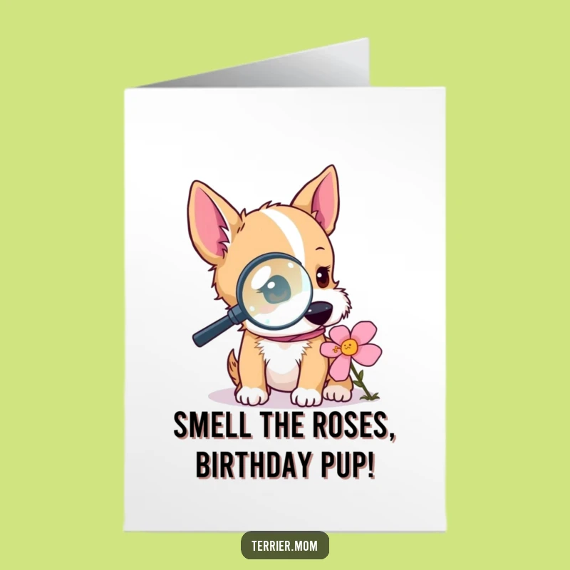 Free Printable Birthday Card: Curious Terrier Explorer - Downloadable Gift!