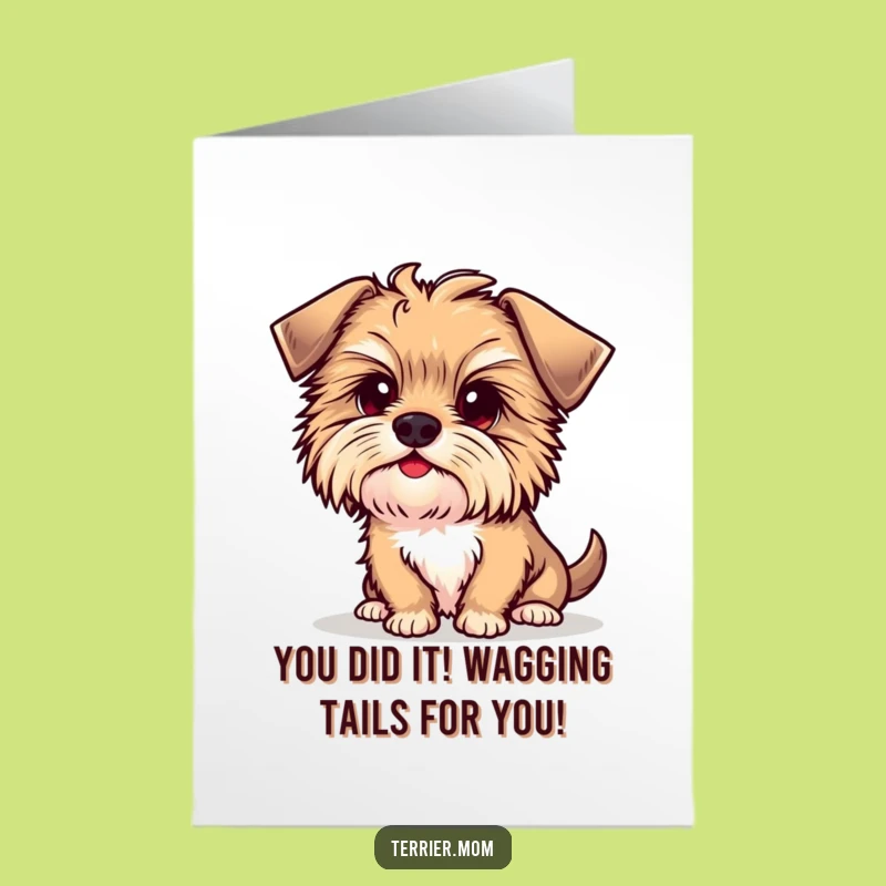 Free Printable Kawaii Terrier Congrats Card: Funny Head Tilt Downloadable Greeting