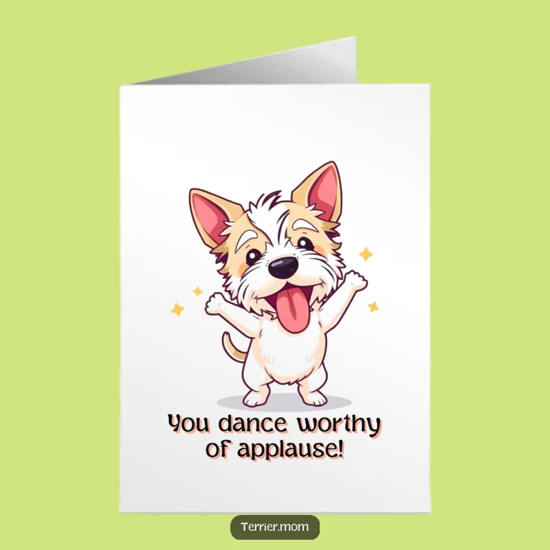 Free Printable Congratulations Card: Dancing Terrier for a Joyful, Funny Downloadable Gift