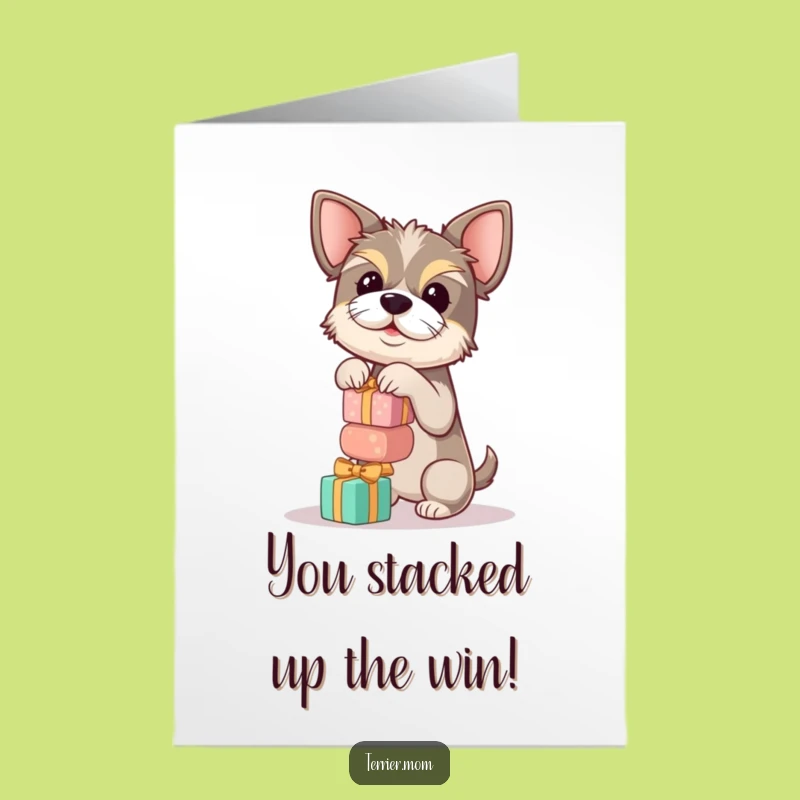 Free Printable Congrats Card: Terrier Cracks the Gift Challenge!