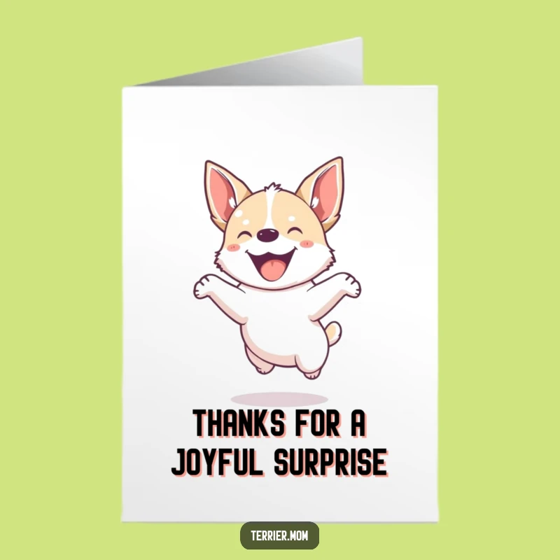 Free Printable Thank You Card: Energetic Jumping Dog, Funny Downloadable
