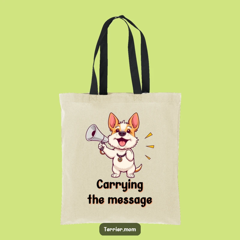 Funny Terrier Megaphone Tote Bag: Carry Your Message with Enthusiasm